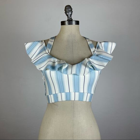 Carbon38 Double Strap T Back Ruffle Trim Top - Picture 1 of 7